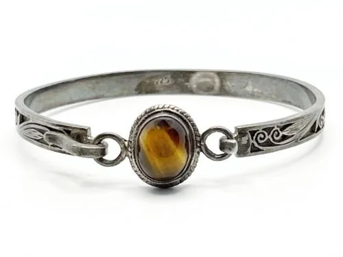gemstone bracelet silver tiger's eye bracelet