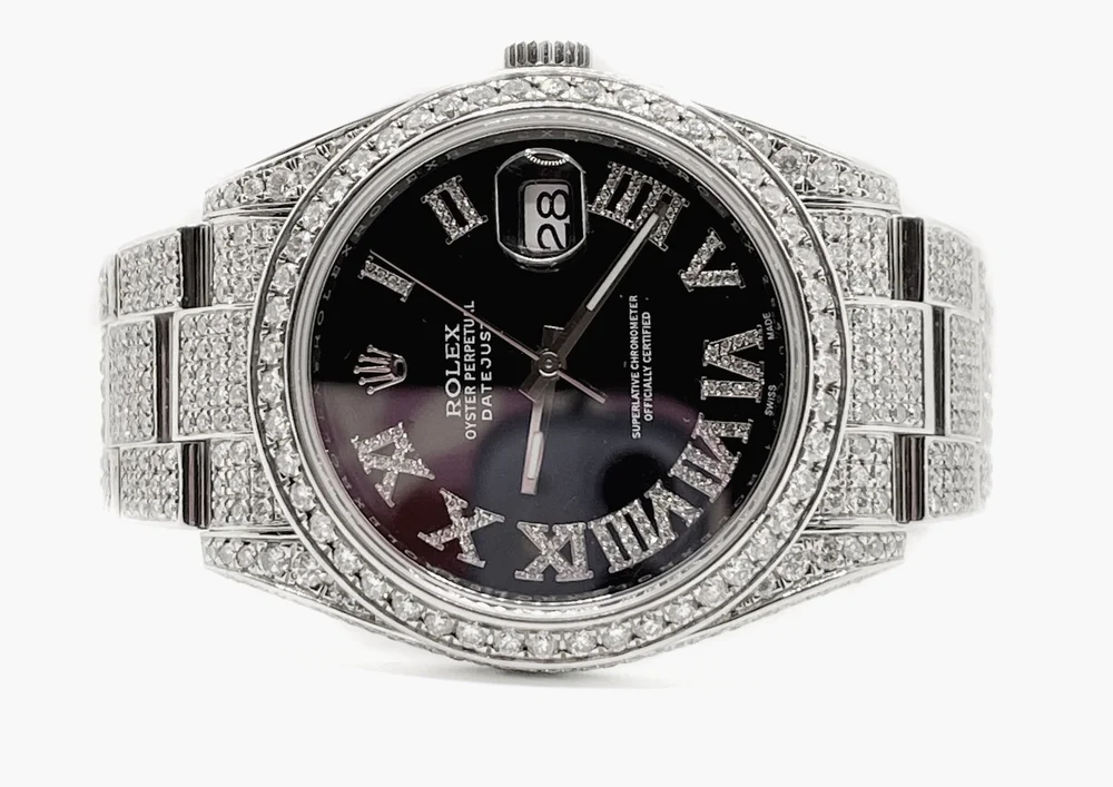 Mens Stainless Diamond Flooded 41mm Datejust Rolex Wrist Watch﻿ —  DeWitt's Diamond Gold Exchange