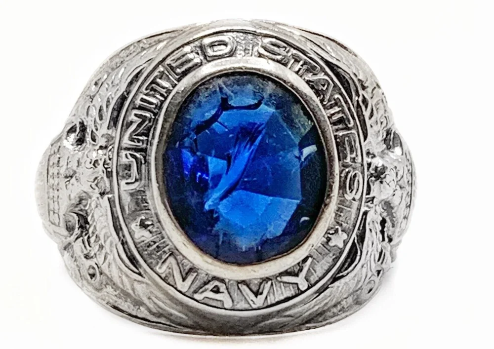 Vintage US Navy Sterling with Blue Stone Ring — DeWitt
