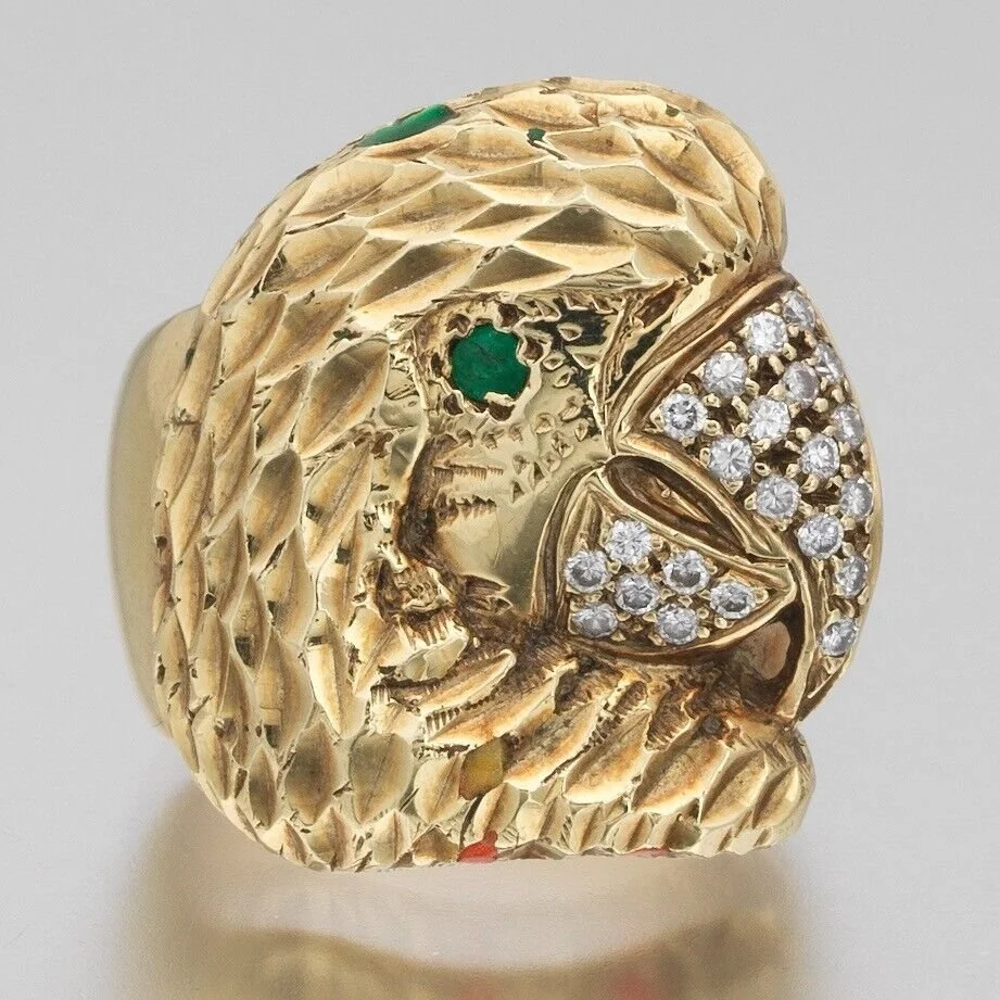 14K Diamond and Emerald Sculpted Parrot Ring﻿ — DeWitt's Diamond Gold  Exchange