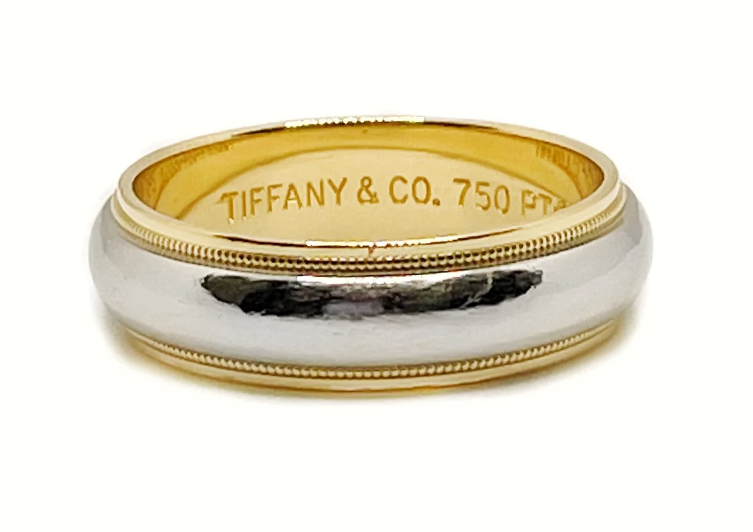 Tiffany 18KYG Platinum 6mm Milgrain Wedding Band