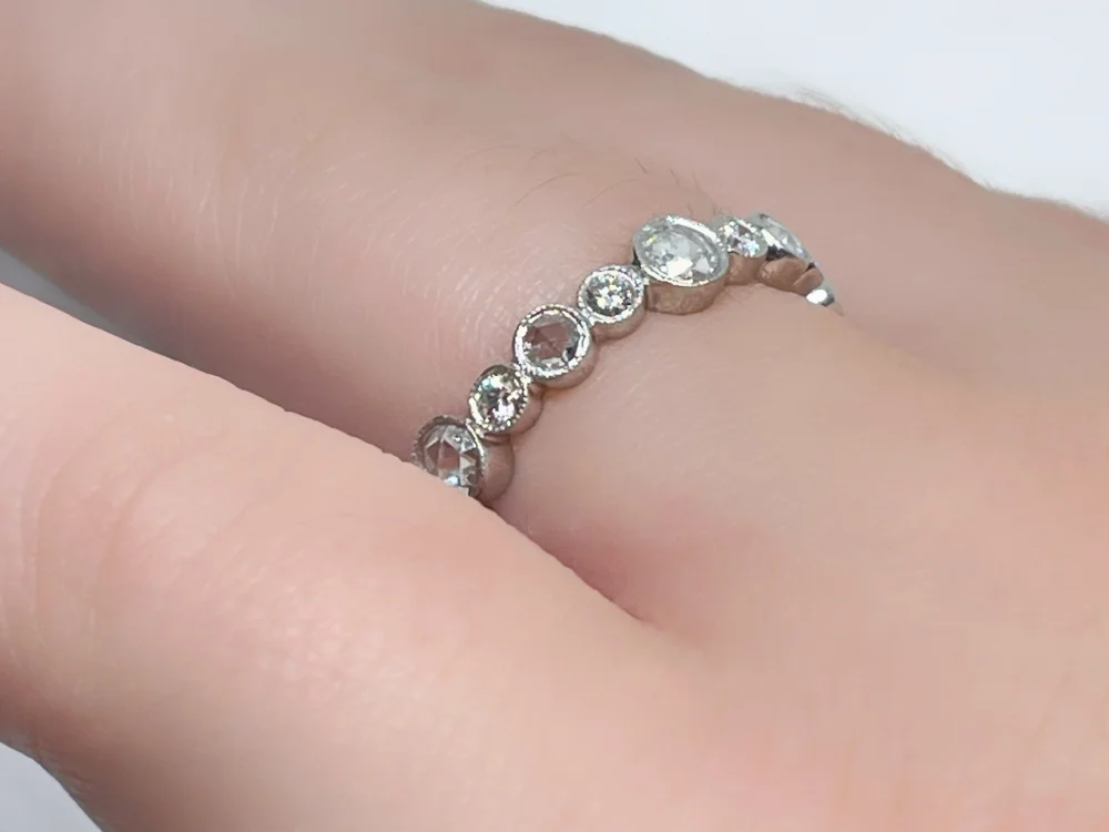 Tiffany Jazz Rose and Round Cut Diamond Platinum Eternity Band —  DeWitt's Diamond Gold Exchange