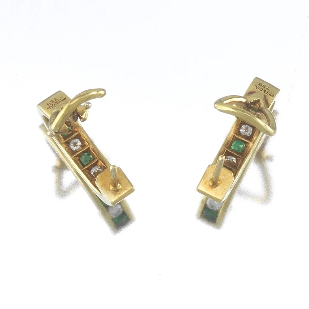 Tiffany 18KYG Diamond Emerald Huggie Earrings — DeWitt's