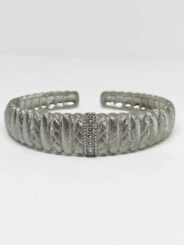 Judith Ripka Sterling Silver Cubic Zirconia Hinged Cuff Bracelet — DeWitt's  Diamond Gold Exchange