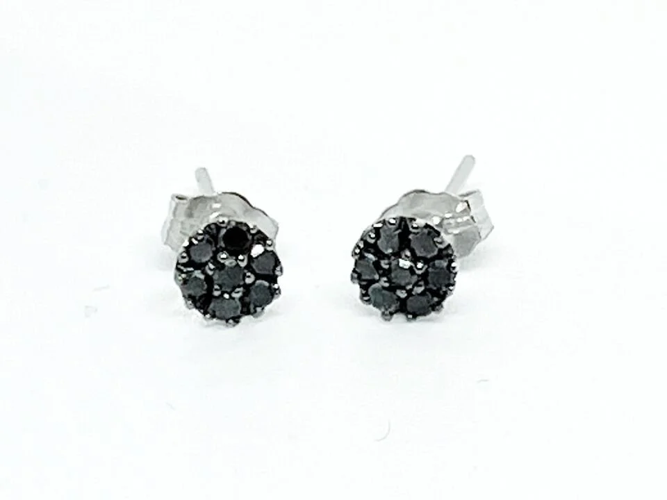 14KWG Black Diamond Cluster Stud Earrings — DeWitt's Diamond