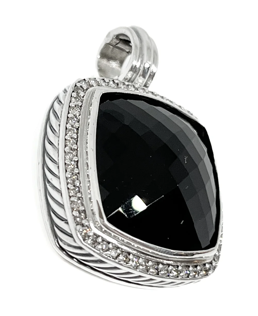Collier David Yurman Albion – Argent Sterling, Onyx Noir Et Diamants (pavé) 20 Mm – 18 Pouces