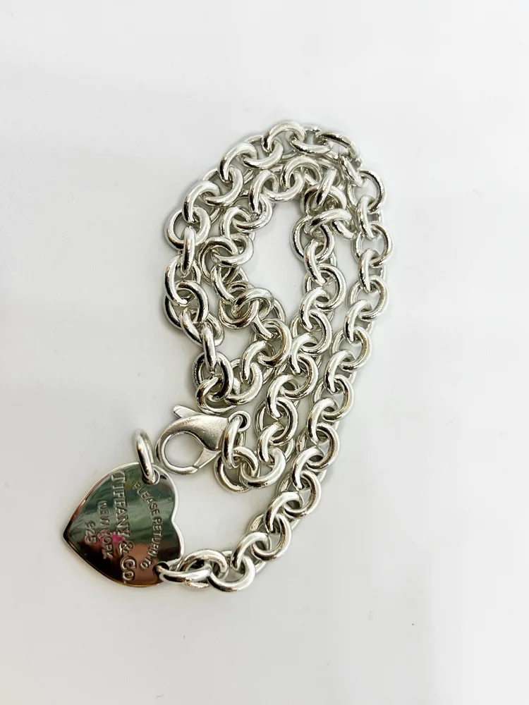 Tiffany Sterling Silver Return To Tiffany Heart Tag Choker