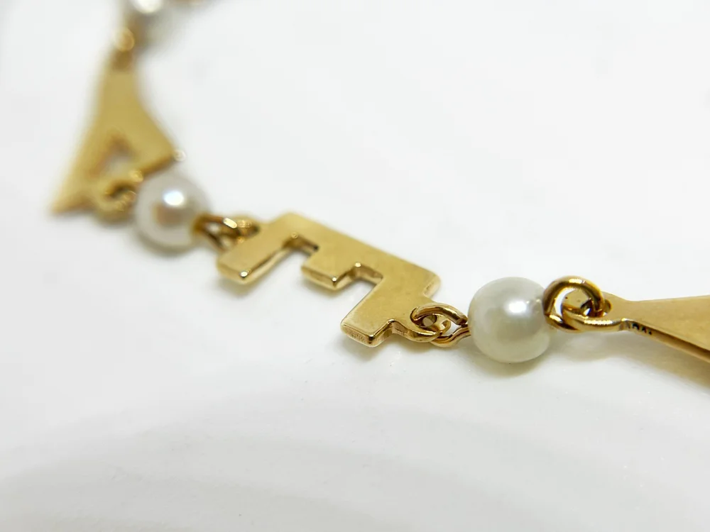 Lucien Piccard Vintage 1960s 14K Pearl “I Love You” Bracelet