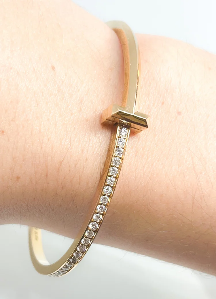 Wire Bracelet Tiffany Bangle Bracelet With Diamonds Tiffany 18K T1