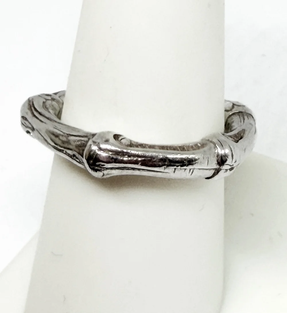 Tiffany & Co. 1996 Vintage Sterling Silver Bamboo Ring Size 7.75