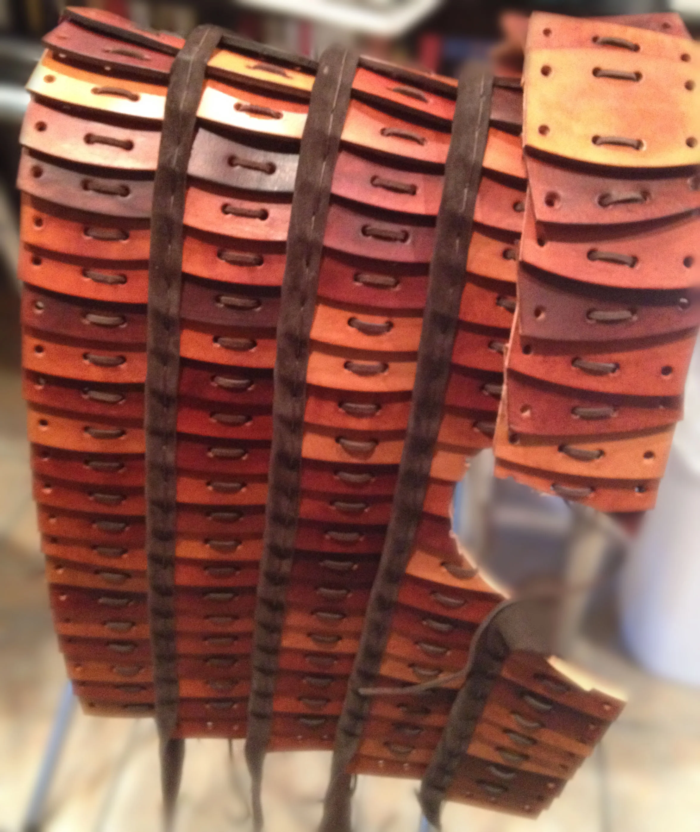   Lacing lamellar together  