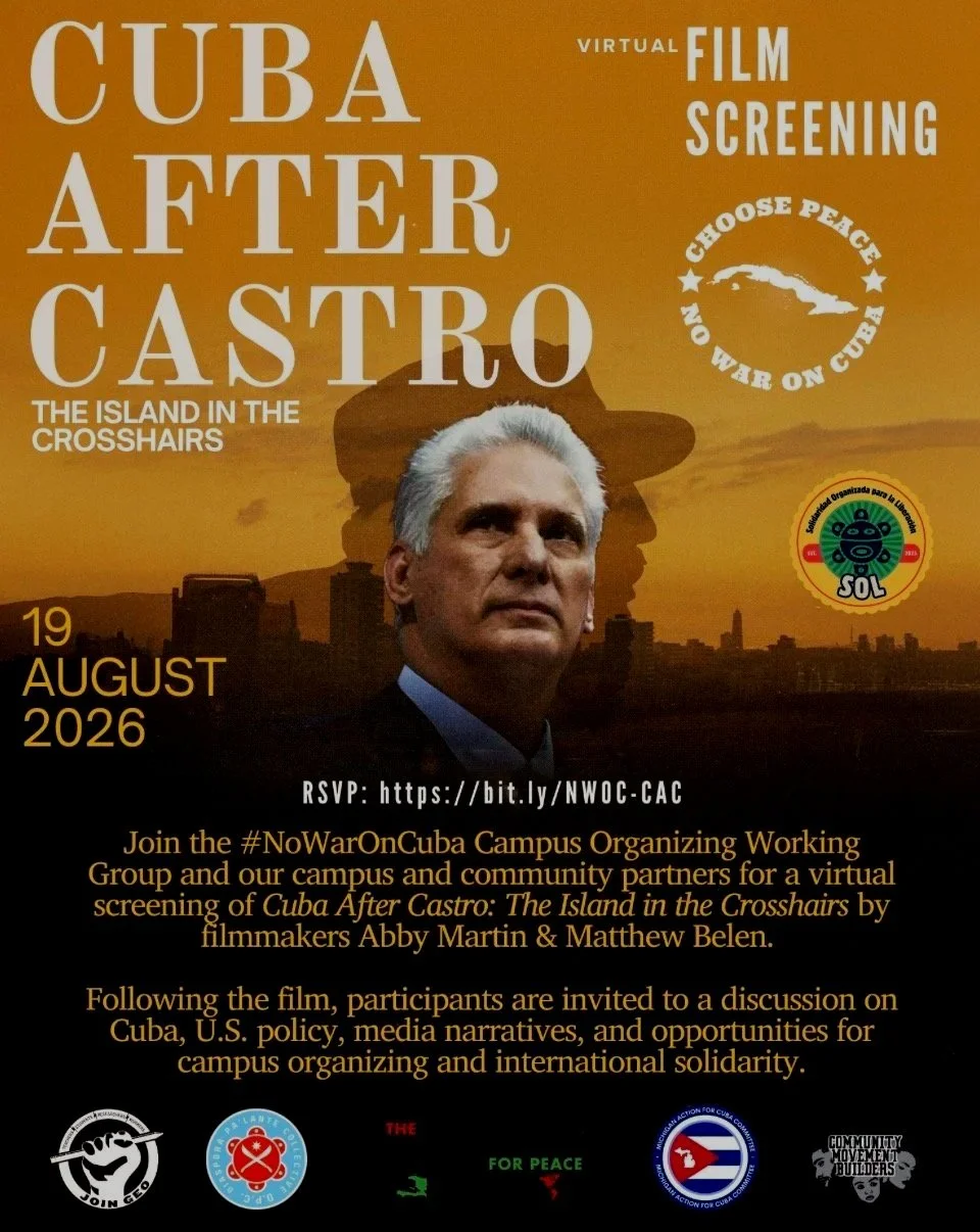 #NoWarOnCuba virtual screening of Cuba After Castro: The Island in the Crosshairs