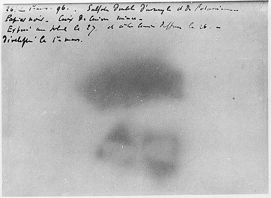 Henri Becquerel, “Ghostly image of a metal object generated by spontaneous radioactivity,” 1896. Lumière photographic plate.