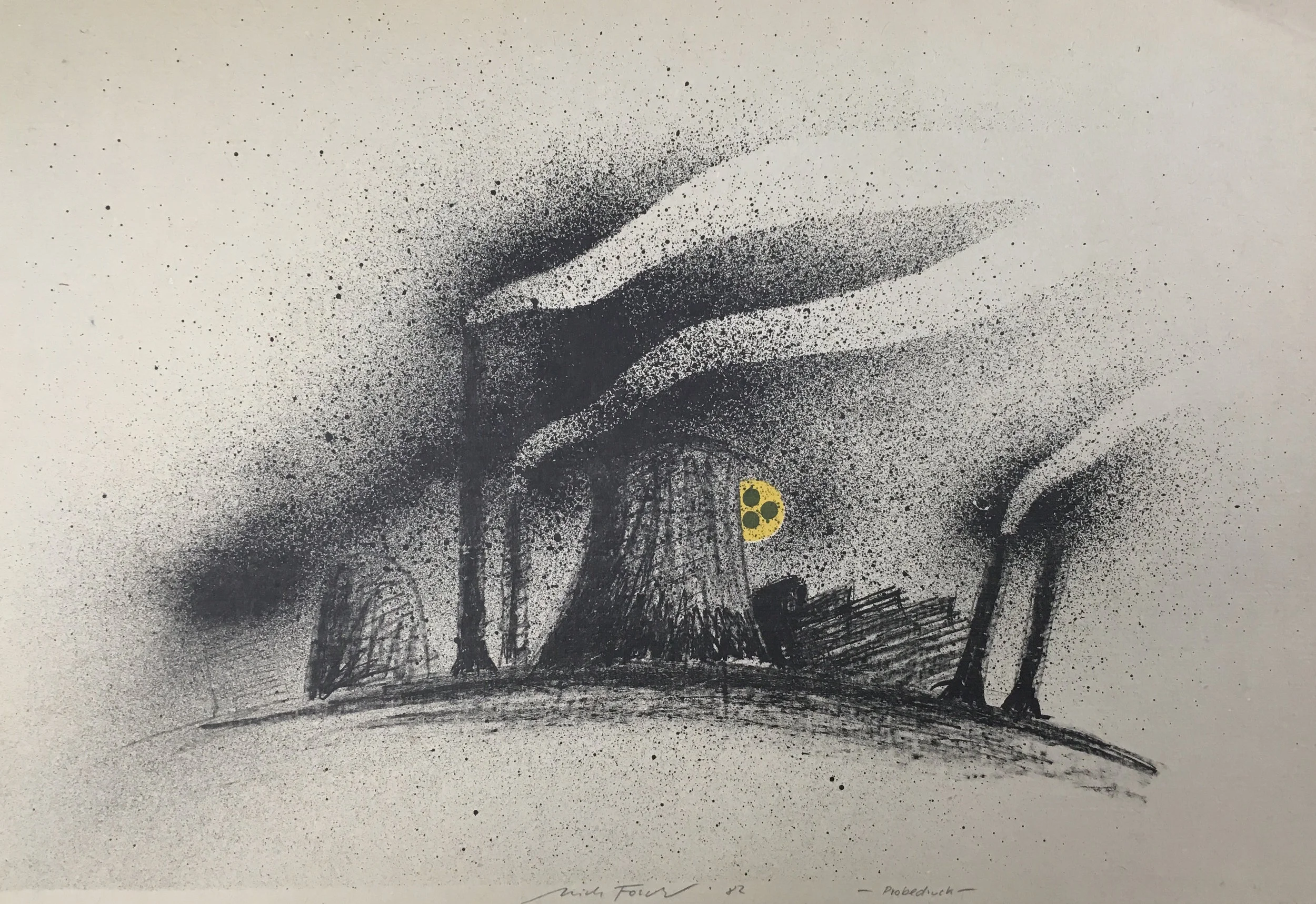 Ulrich Forchner, Nuclear power plant (1982). Sketch. The Wende Museum (Culver City, CA).