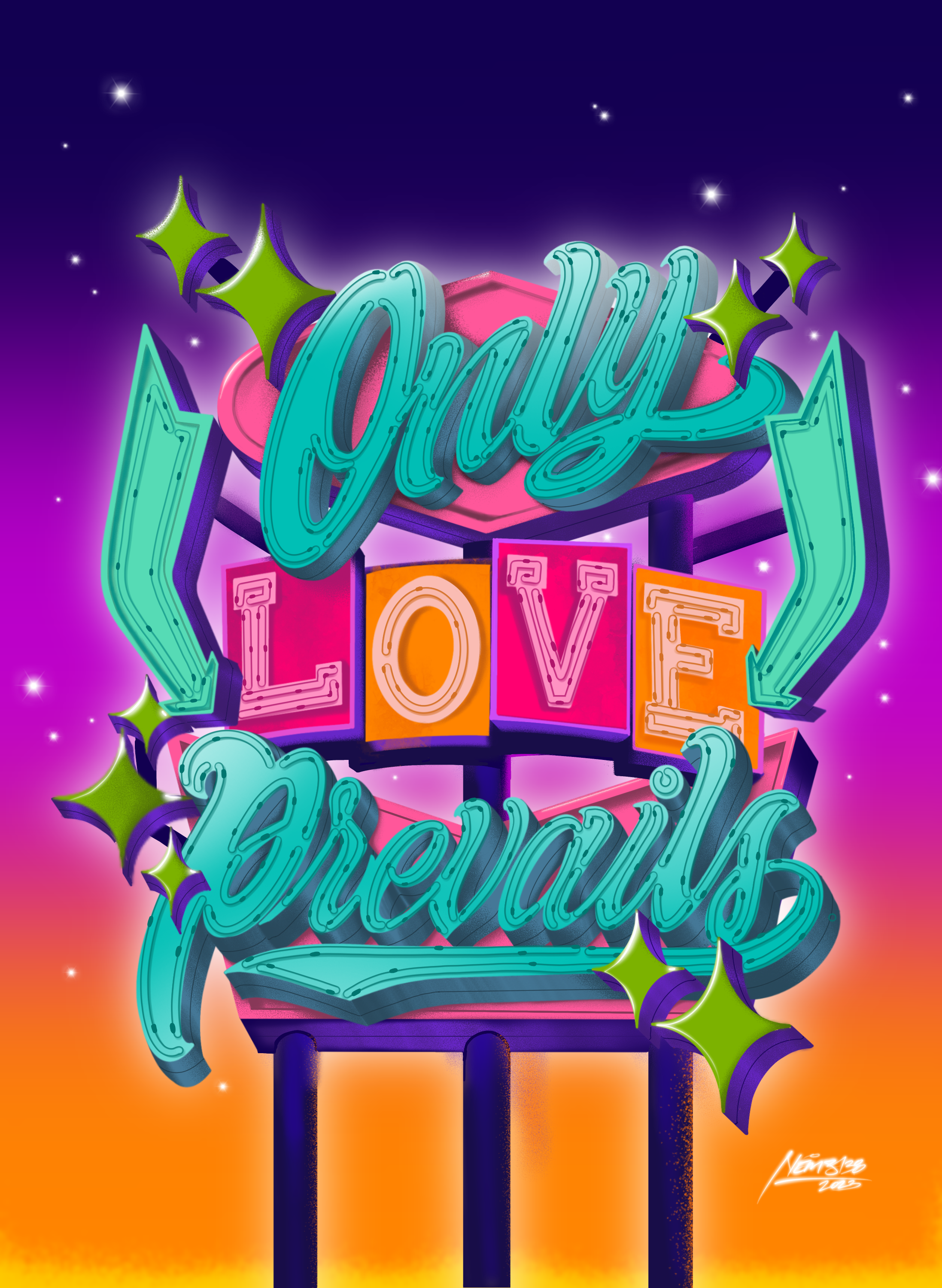 Retro Vintage Road sign that states Only Love Prevails