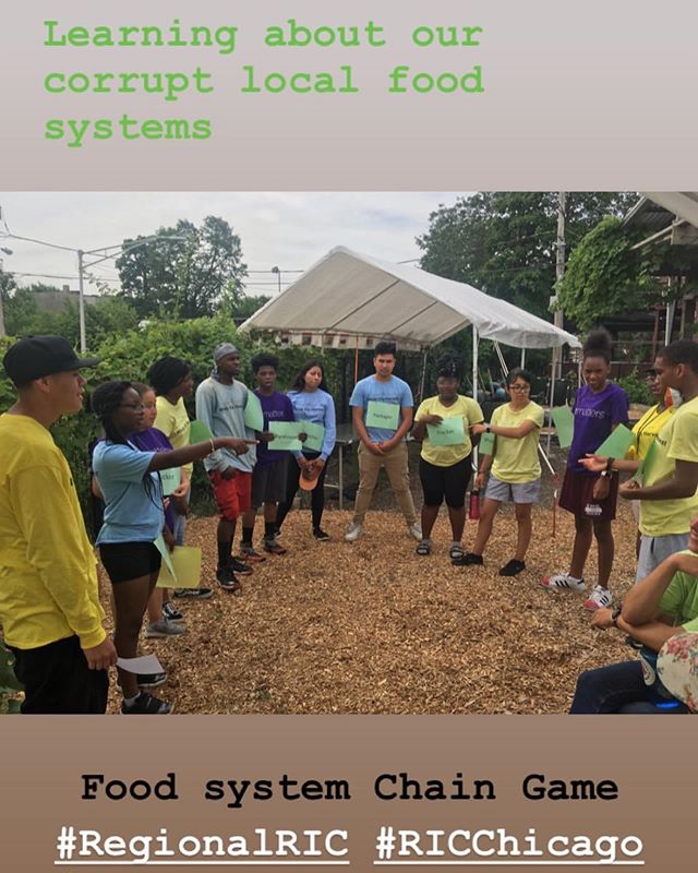 Our host for RIC 2020 @windycityharvest &amp; @urbanfrijoles81 teaching the youth about our corrupt food system &amp; ways to fix it while playing games together in Chicago during the RIC Regional Gatherings. #RICRegional #RIC2019 #RICChicago #offthe