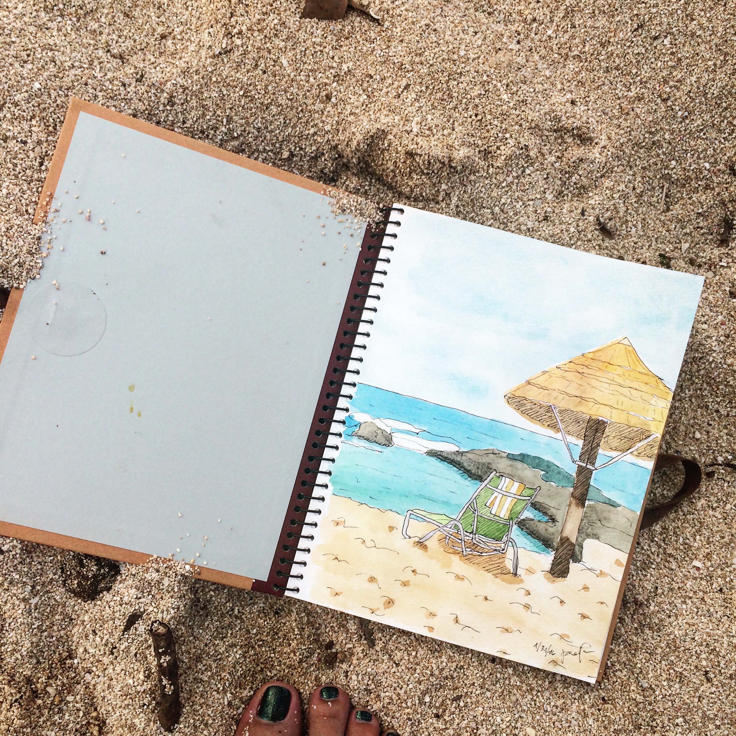 Sketch of beach at Turtle Bay, dated 31 January 2016.