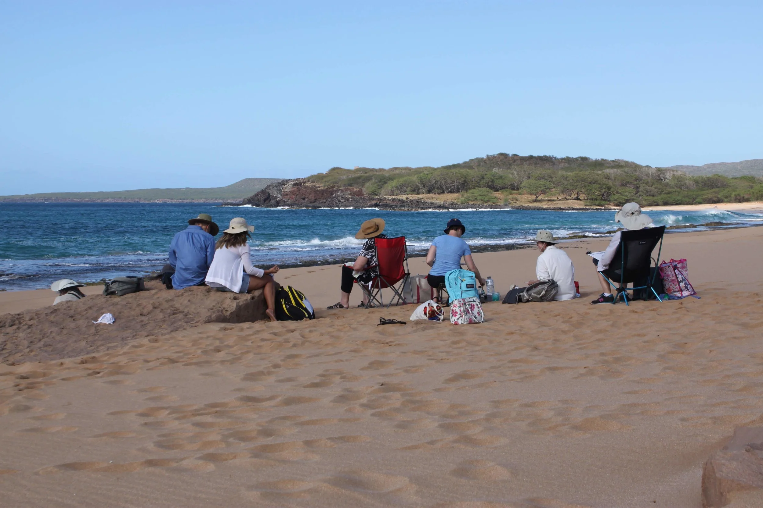 The group sketching at Big Beach.