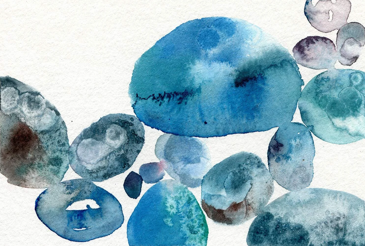 Glass Sand II, Watercolor Art Print on Paper, abstract ocean painting by Janet Meinke-Lau
