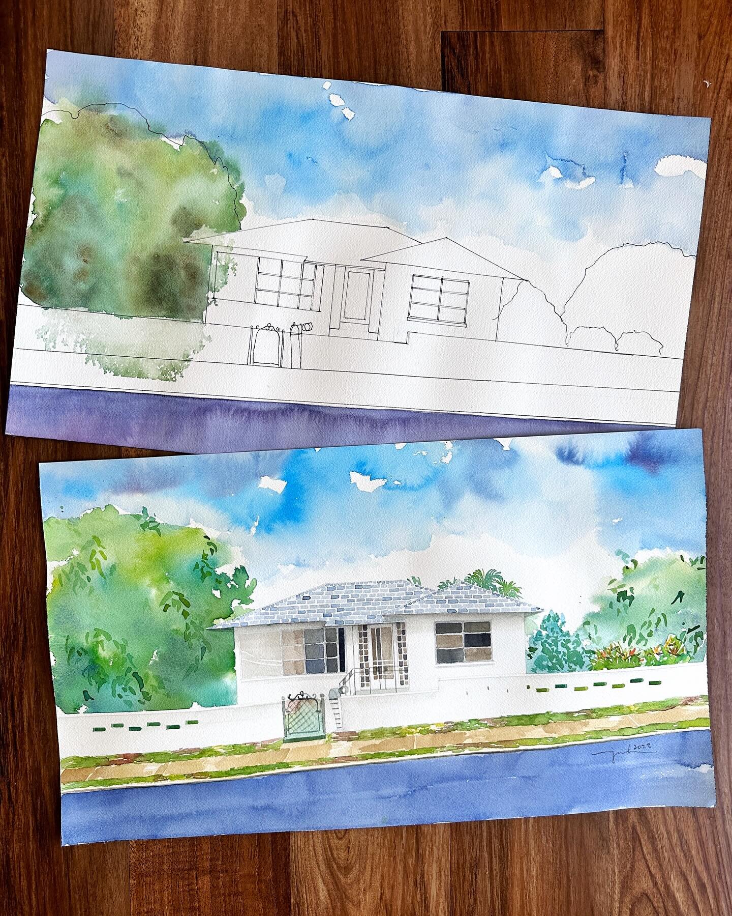 I&rsquo;m grateful for the lessons learned with each artwork. With watercolor, it&rsquo;s limited how much you can fix a painting. You just have to try again, like in life&hellip;
。
When clients ask me to do commissions of their treasured homes, it&r