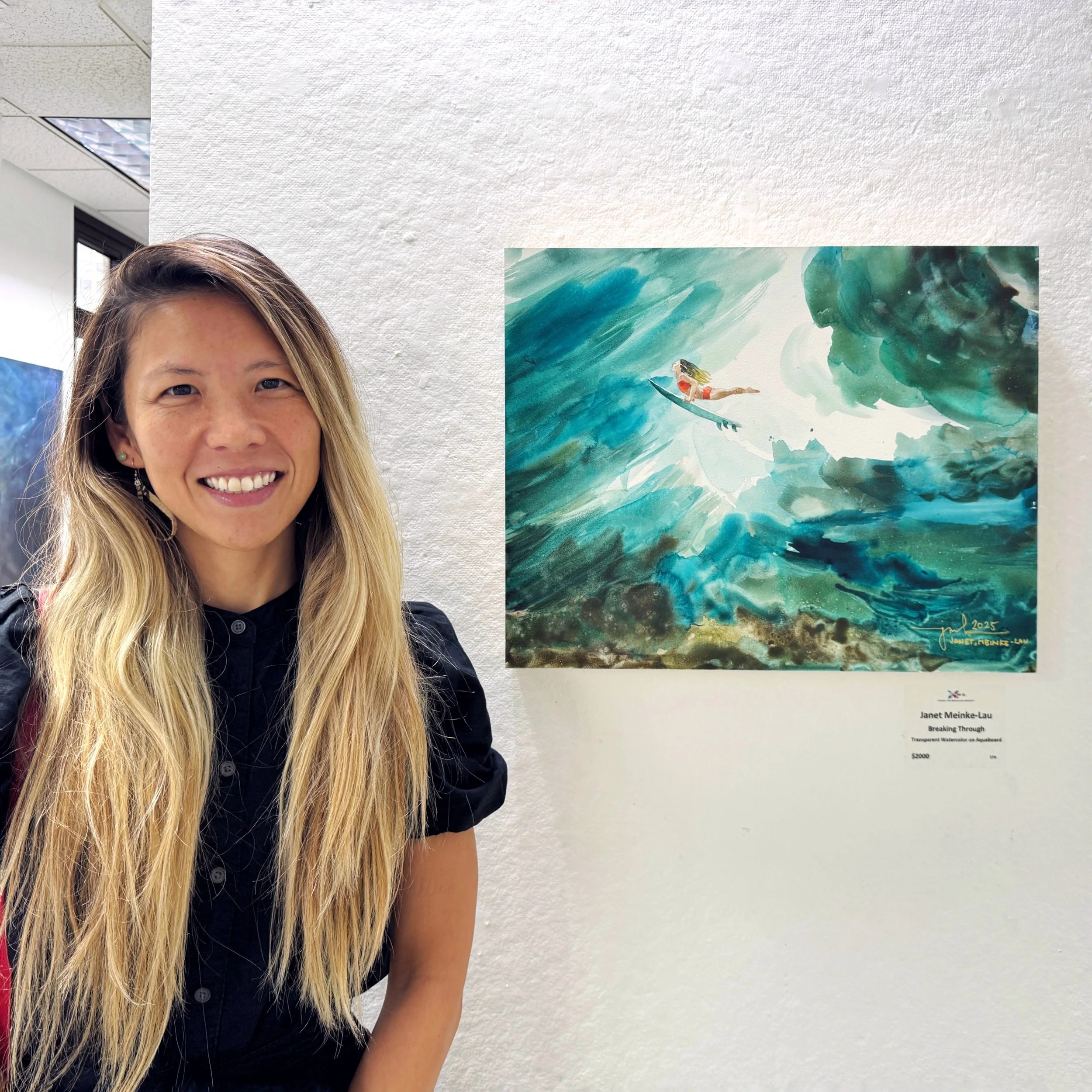 &ldquo;Breaking Through,&rdquo; a 20x16&rdquo; original is displayed and available for purchase at the @downtownartcenter for the @hawaiiwatercolorsociety Open Show. You can go see it and other wonderful HWS member works at DAC from now until Oct 24.