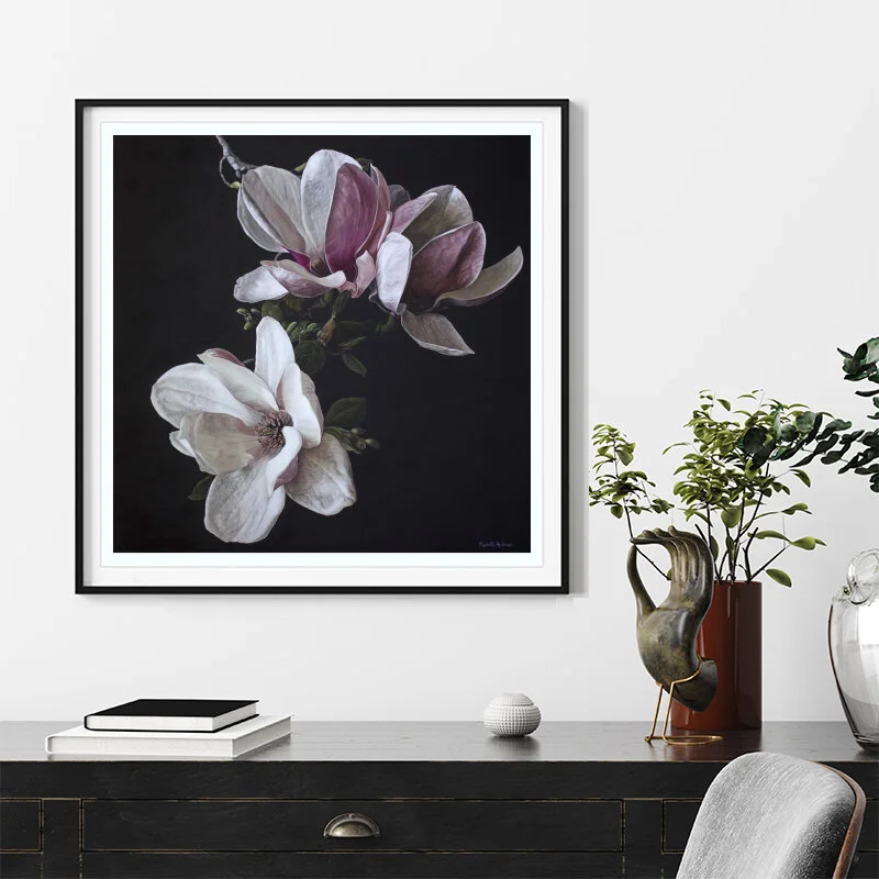 'Magnolia Branches' Limited Edition Print above sideboard Web.jpg
