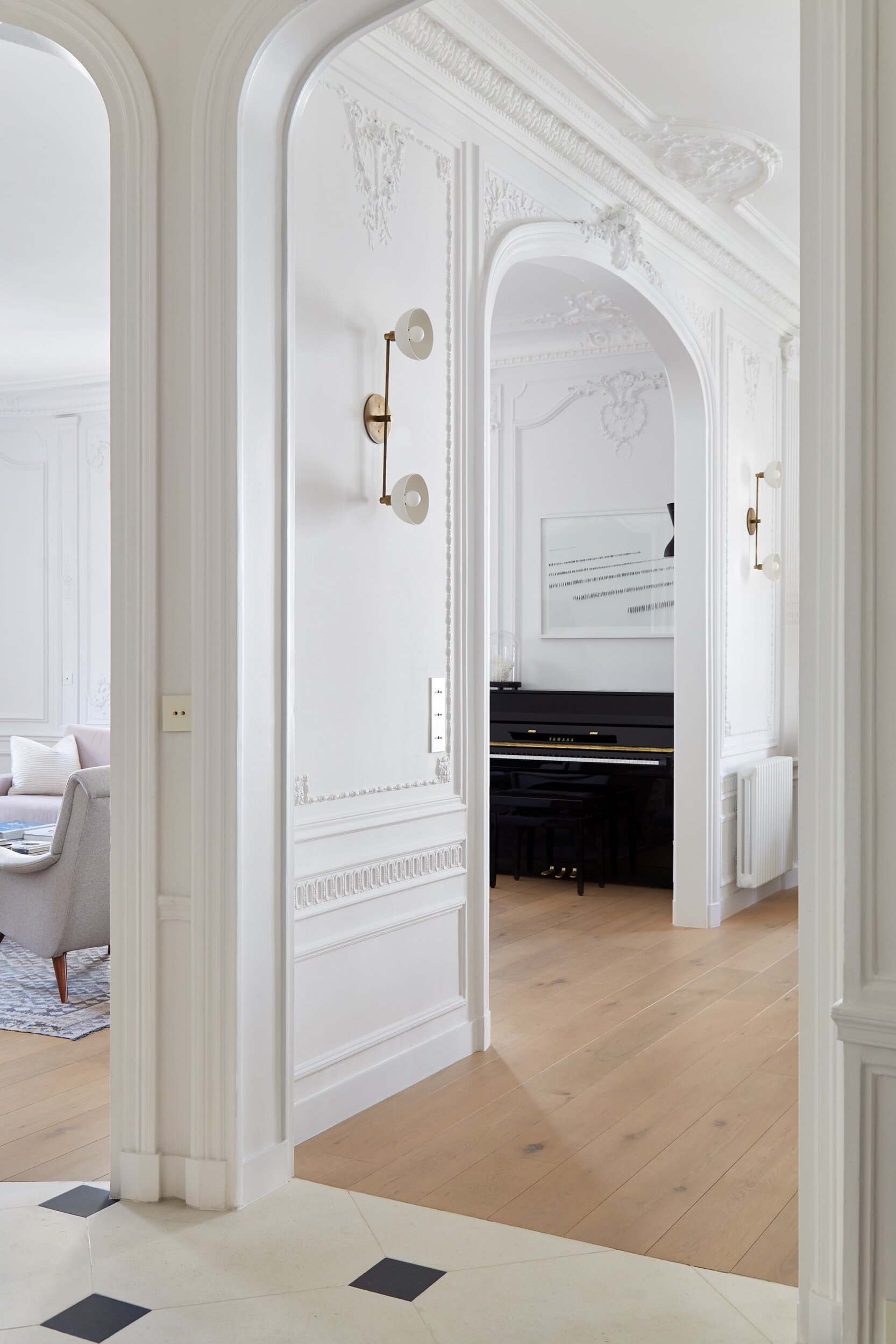 Parisian apartment with white walls and classic features