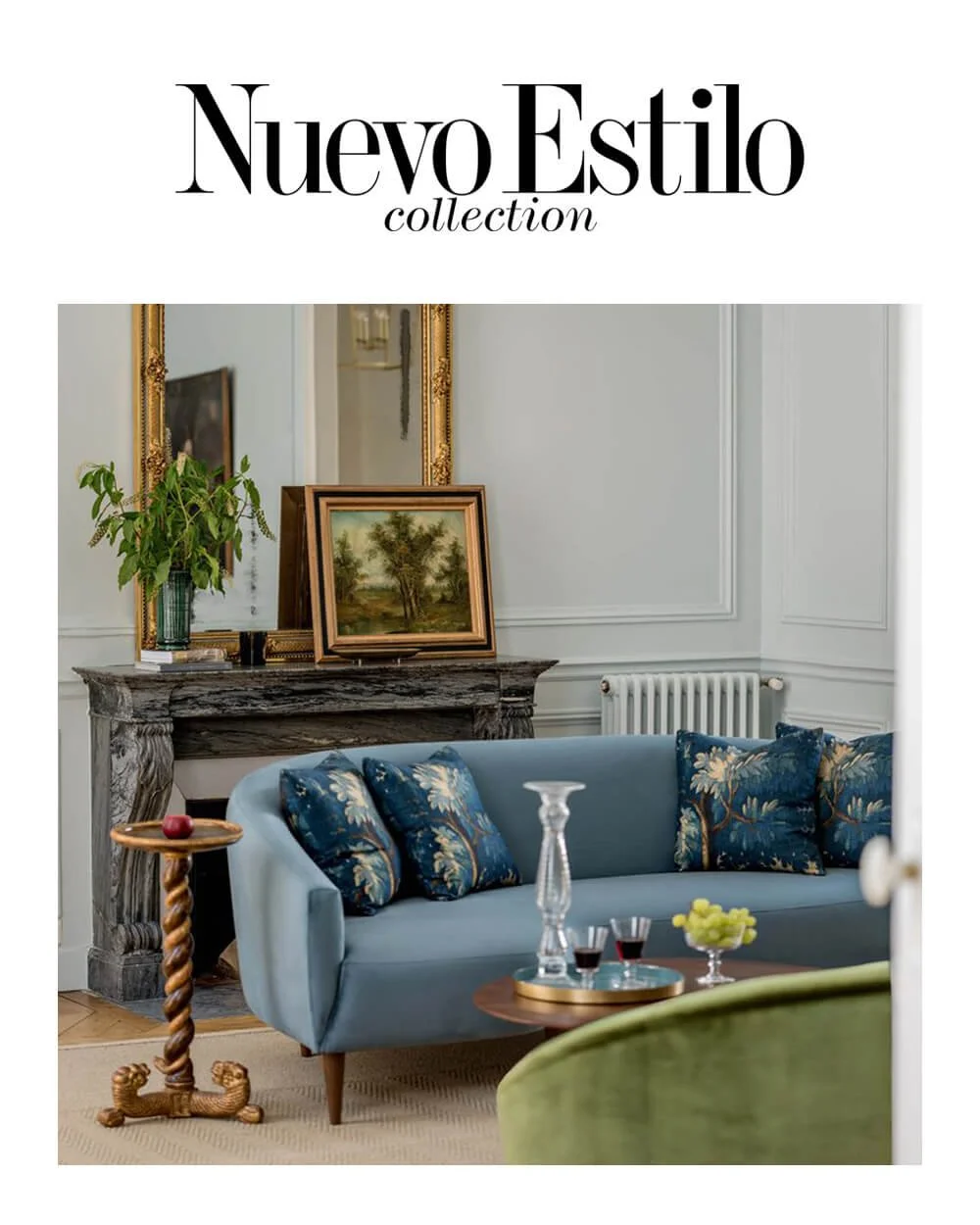 18th-century Paris home interior design combining vintage furniture with modern art by Lichelle Silvestry featured in Nuevo Estilo