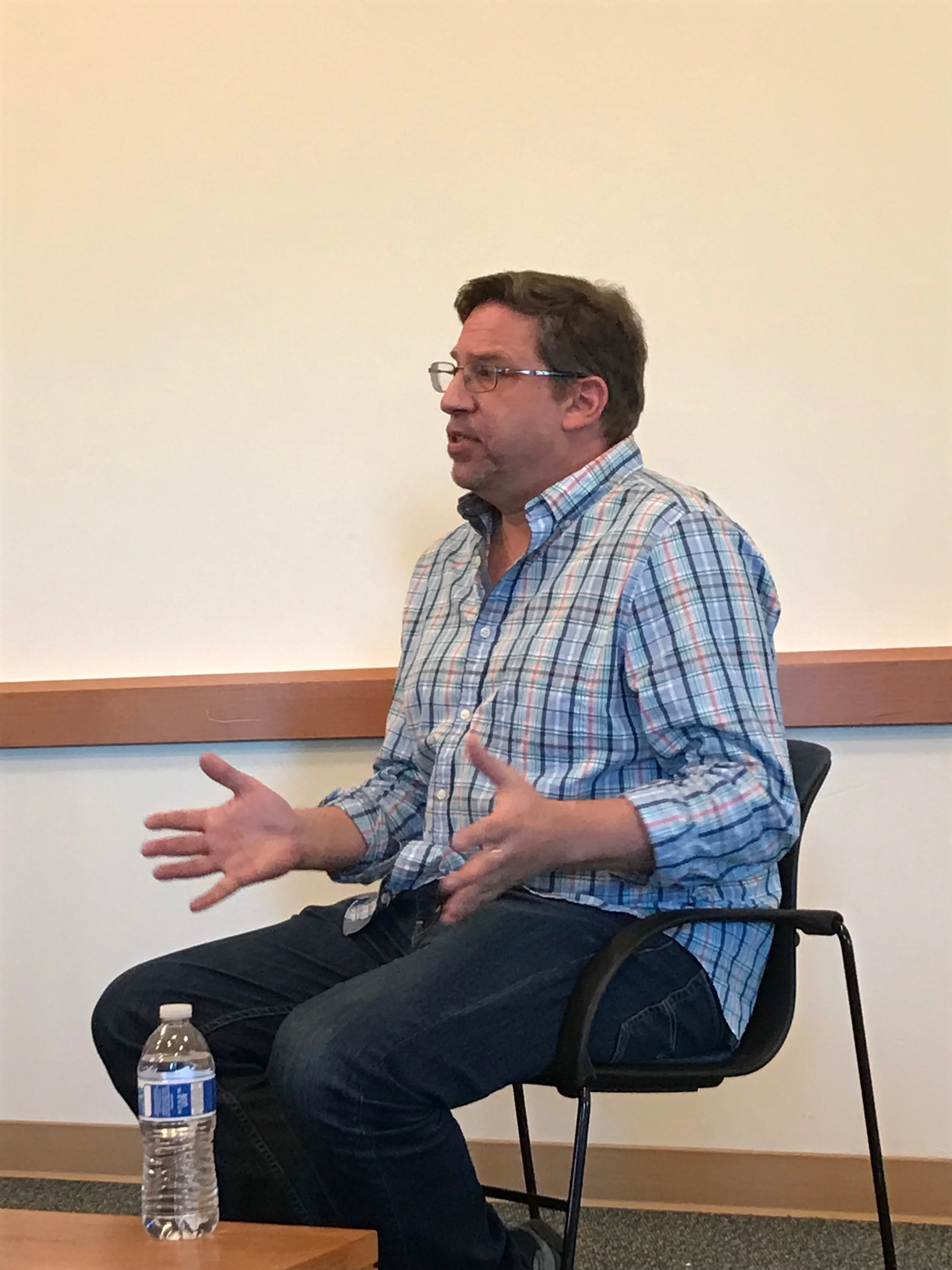 Writing Professor Robert Samuels, discussed his latest book, Educating Inequalities: Beyong the Myths of Higher Education. (Photo credit: Milena Mills)