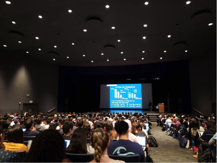 Campbell hall at UCSB: A popular Econ class can hold as many as 860 students.