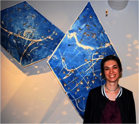 “Most promising junior” Sarah Dahl, 21, at the closing reception of her gallery installation Please Forward, No Longer at This Address .