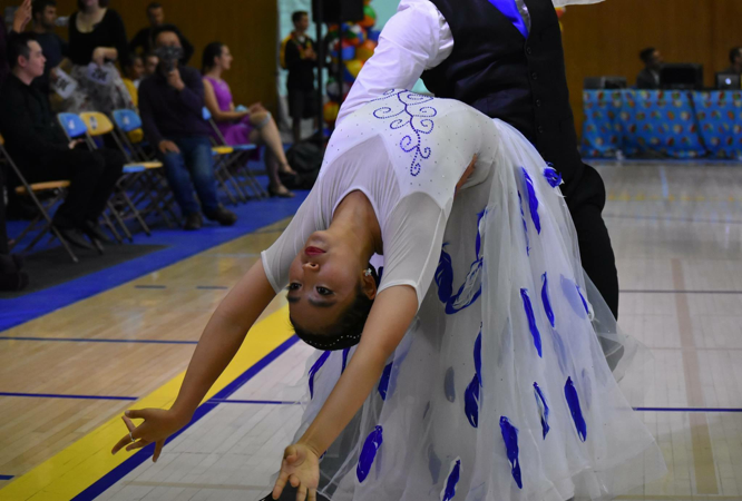 Yuna Choi competing at the UCSB Beach Ball dance competition in 2018. Photo by Stephanie Wang.