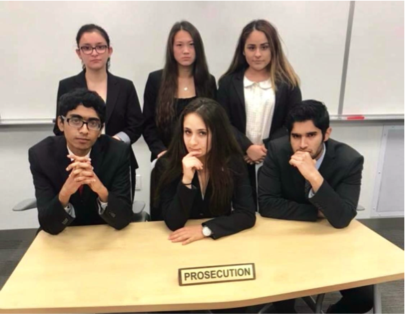 Mock Trial president at UC Santa Barbara, Zeina Safadi, completes a mock trial with her prosecuting team and witnesses.