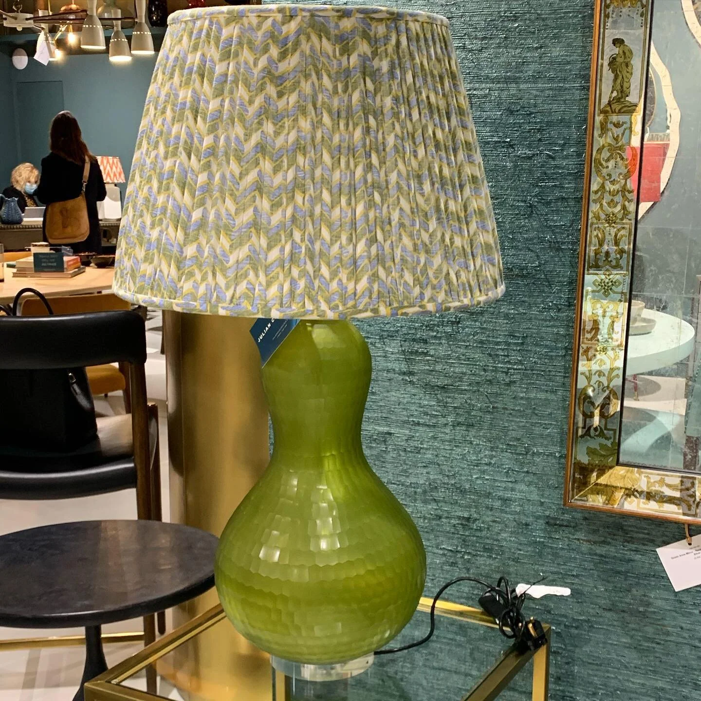 Found a lovely home for a pair of these #lighting #interiordesign #glass #green #tablelamps