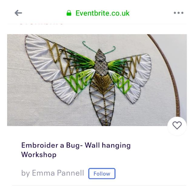 EMBOIDER - A - BUG: myself and Salutem have teamed up and are running a workshop for embroidery and mindfulness next month
.
.
We will be working on sewing some boudiful insects on embroidery hoops which will be made into a wall hanging for you to ta