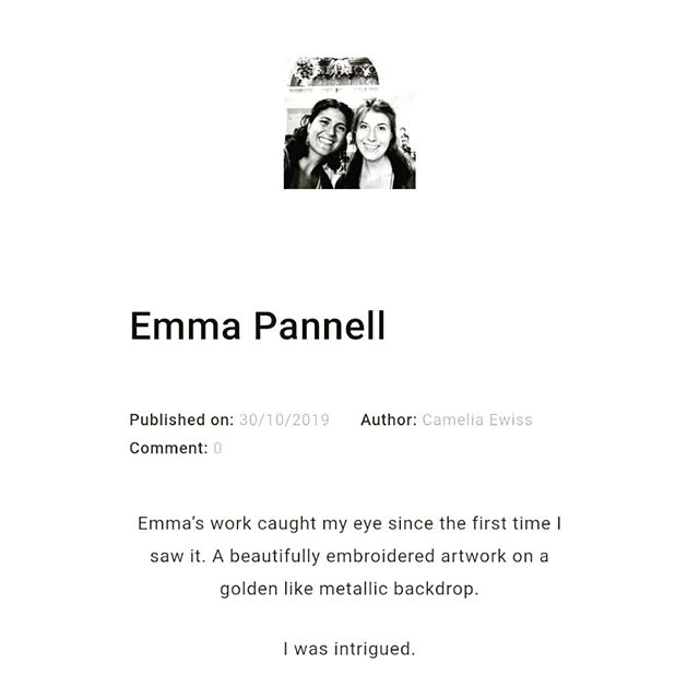 A short while ago I had the pleasure of chatting to @cameliaewiss .
.
We had a grand old time and Camila wrote some nice words about it all
.
.
You can read the encounter and check out her work via the link in her bio or go to www.cameliaewiss.com
.
