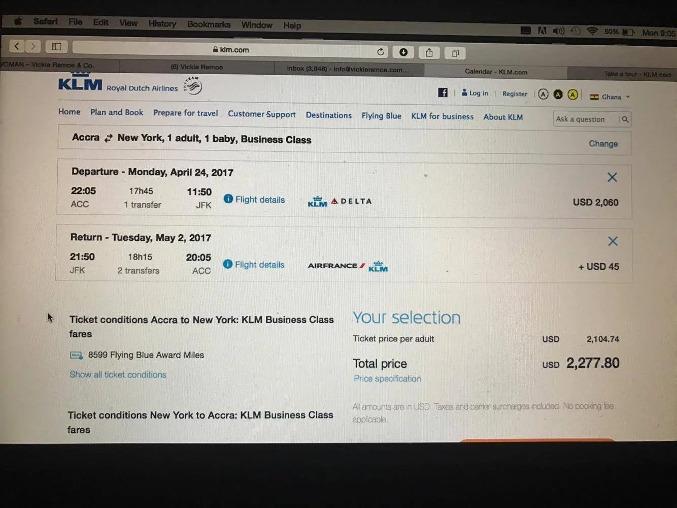 This is the booking I made initially that I could not book for the life of me.