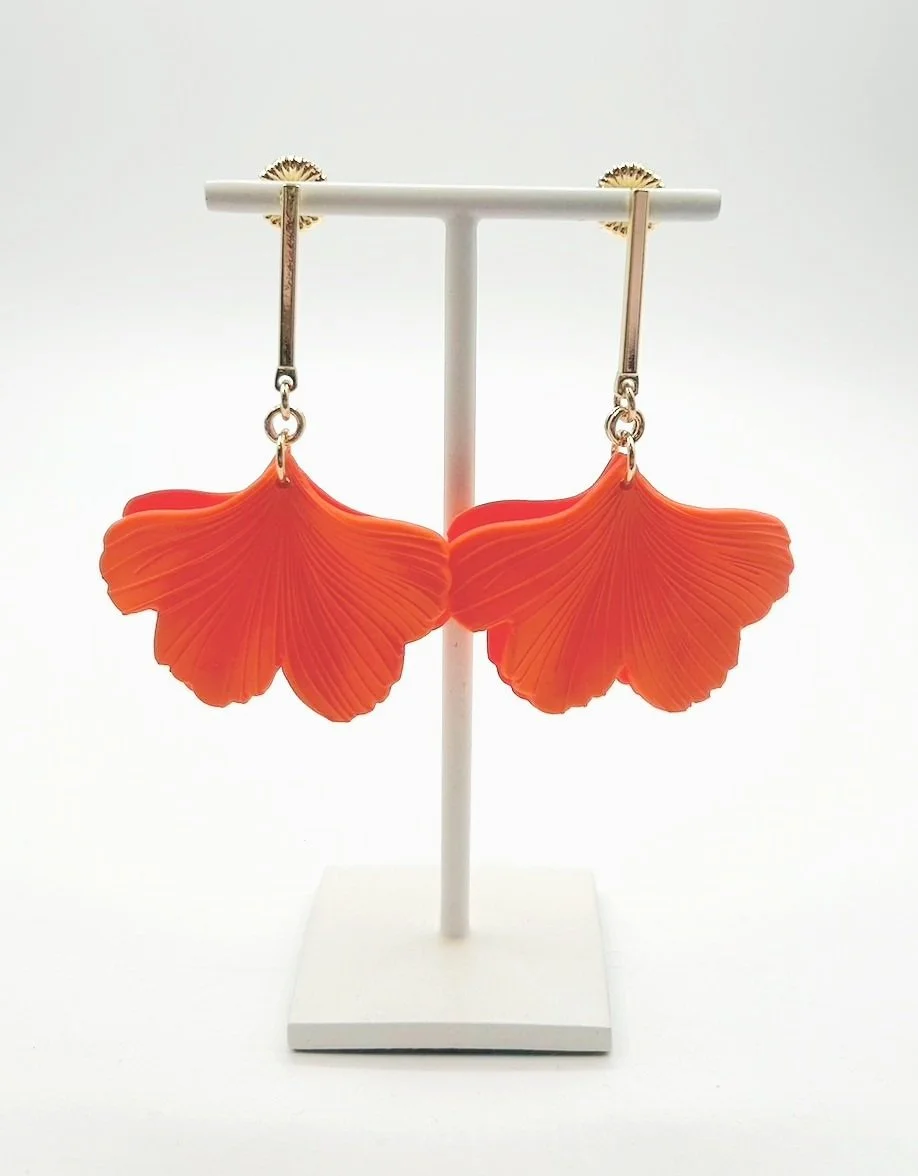Melissa Curry Orange Ginko earrings — Ellen B Boutique