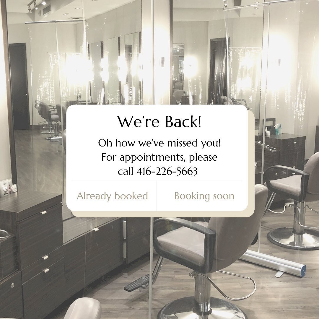 WE ARE BACK! 
And so excited to see every one of our amazing clients 💖 For appointments, please call 416-226-5663