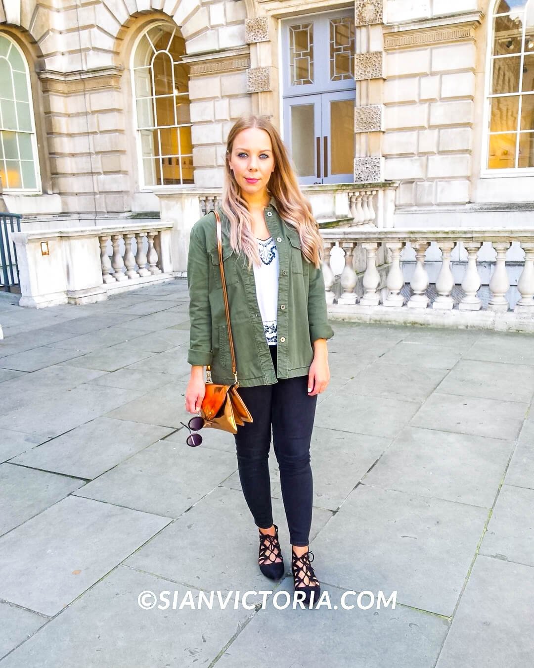 hatred Watt Anoi Rose Gold Clutch & Ghillie Sandals LFW Outfit — Sian Victoria.