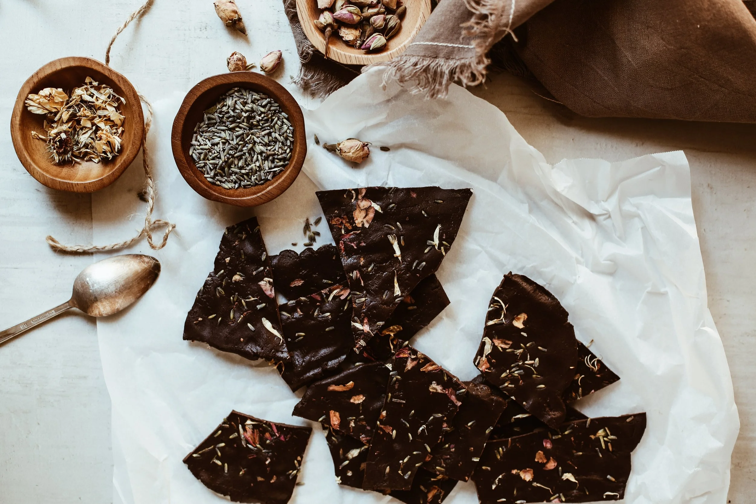 Chocolate Bark with CBD Oil + Flowers