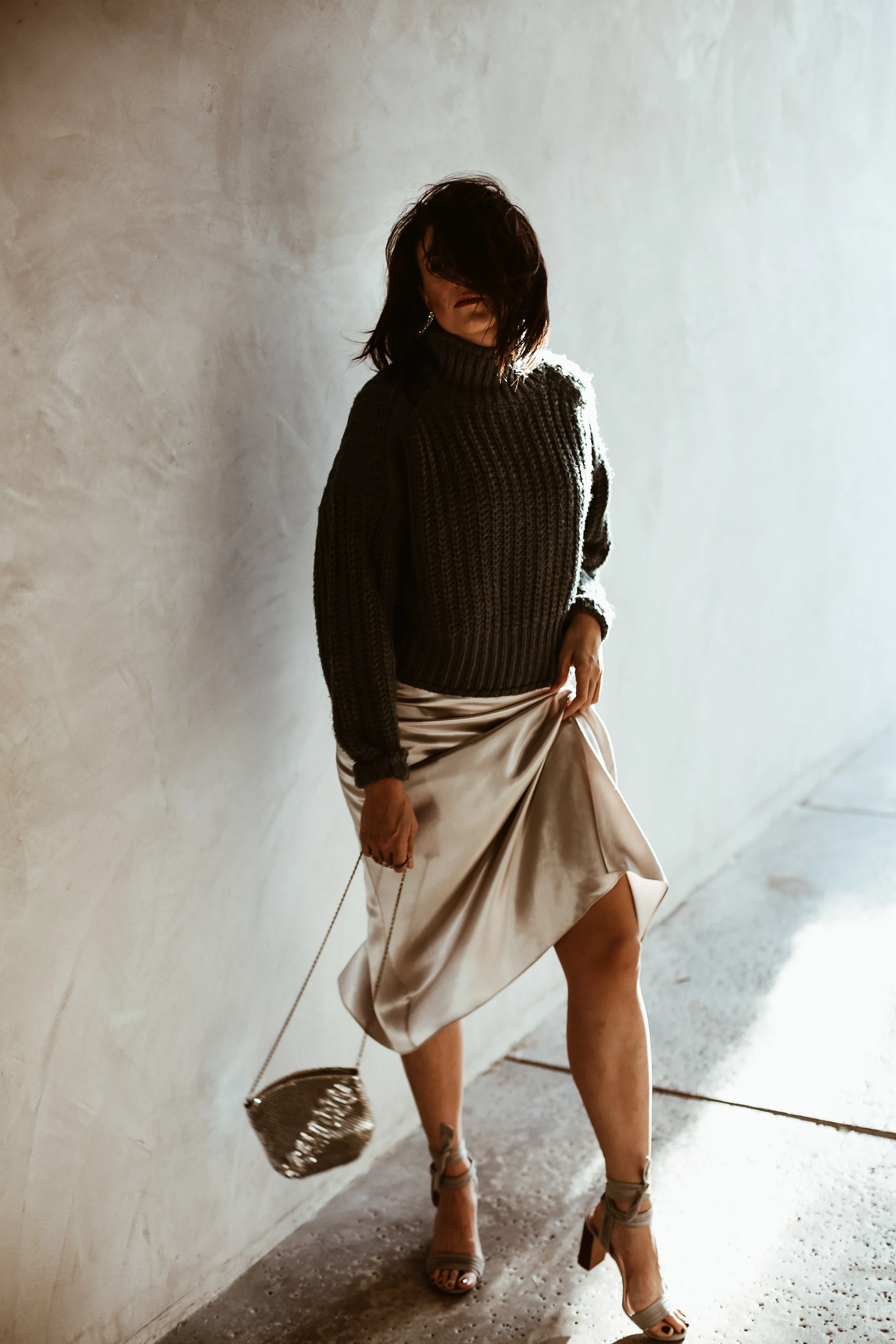 Slip Dress Over Sweater Sweater Over Satin Dress