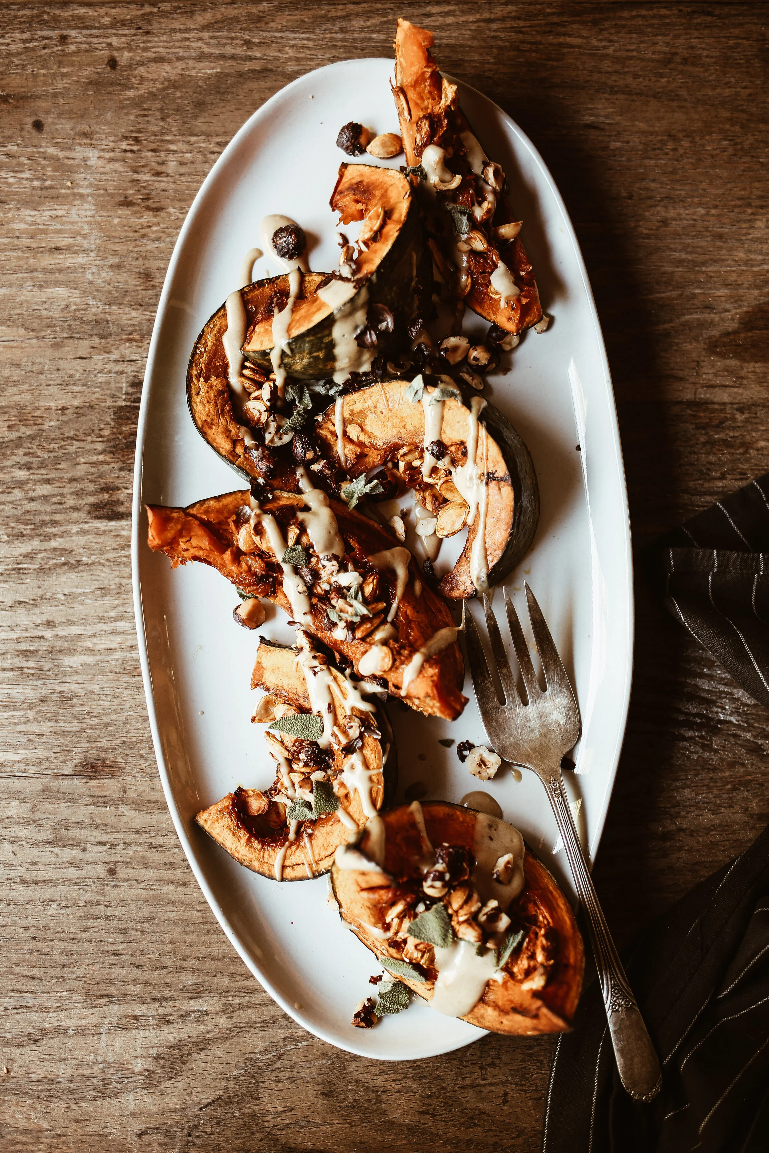Roasted Kabocha Squash Wedges with a Maple Tahini Drizzle — Runway Chef