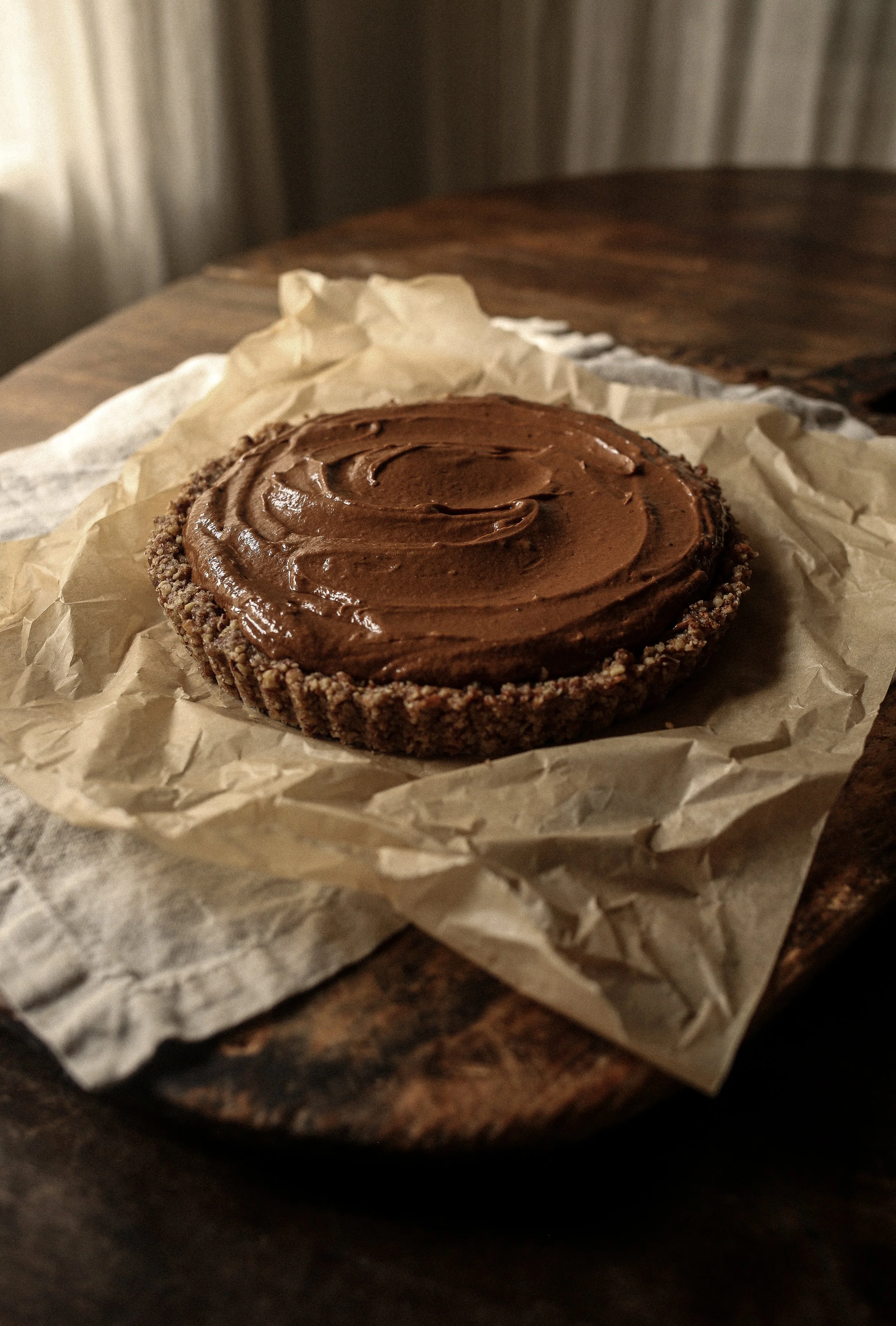 chocolate pecan torte with espresso mousse