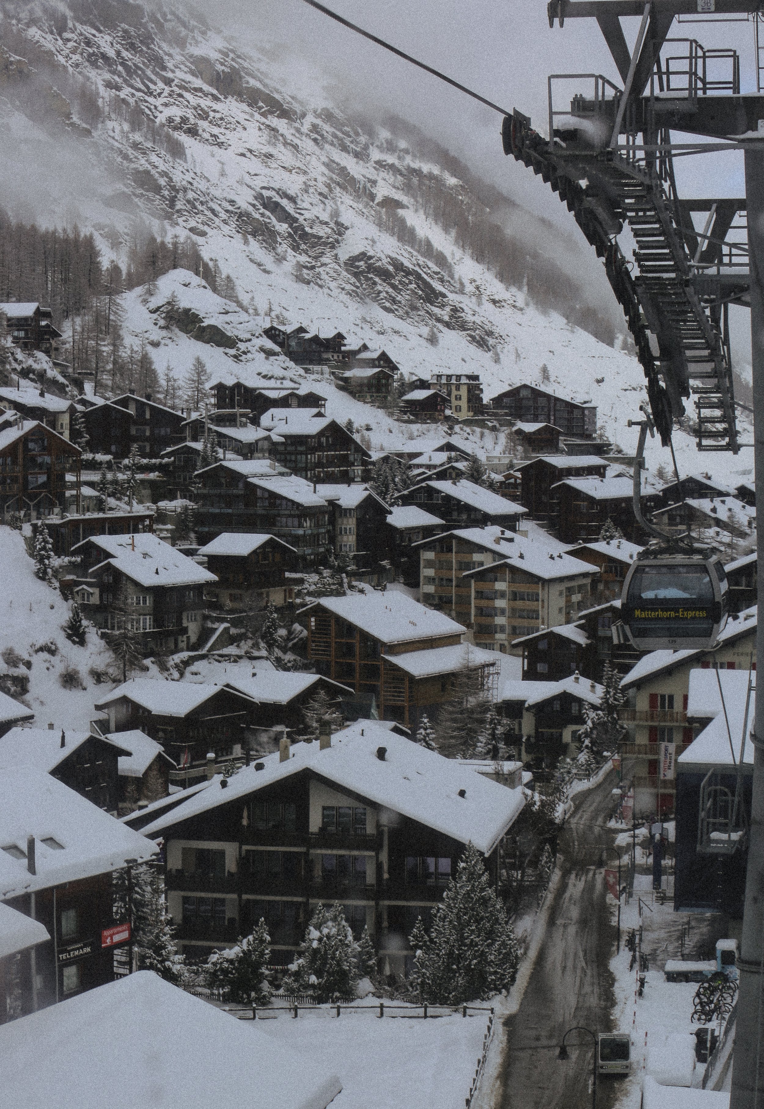 snow covered village, Zermatt, Switzerland