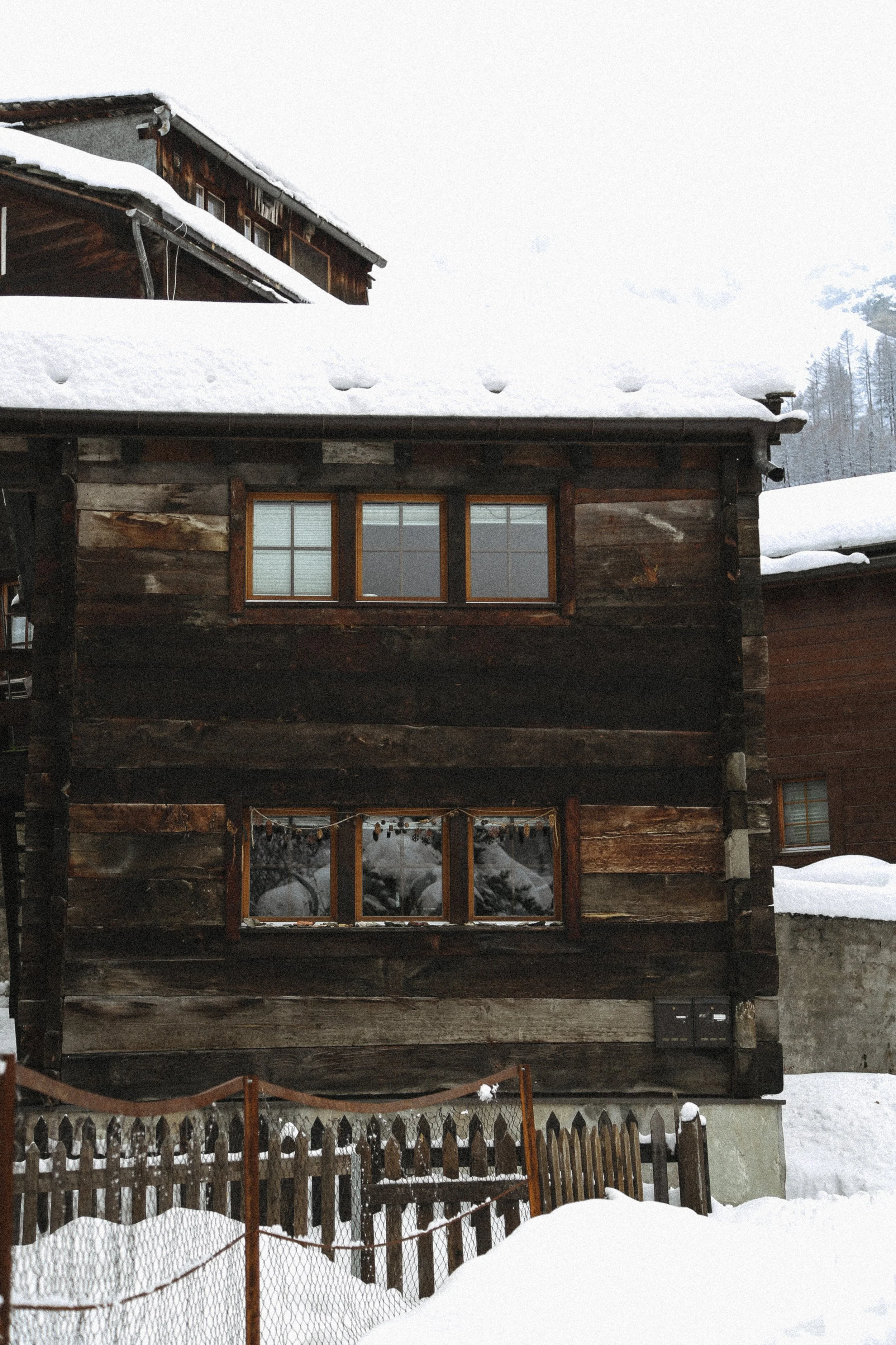 snow covered cabin in Zermatt