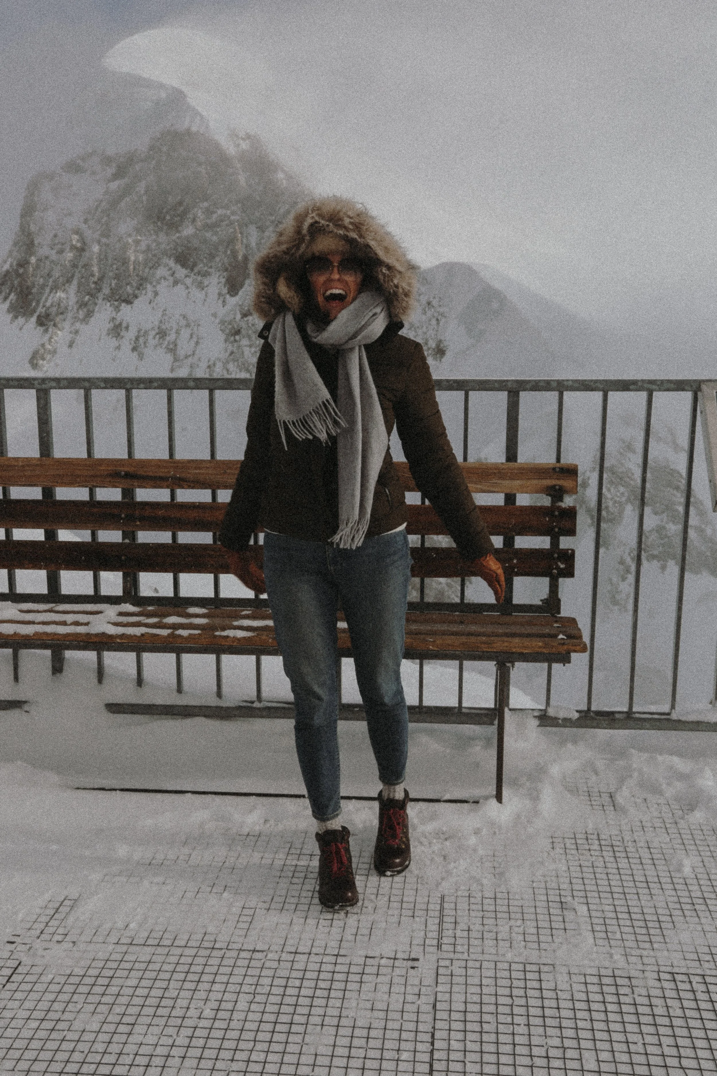 woman at lookout on the mountain in Zermatt