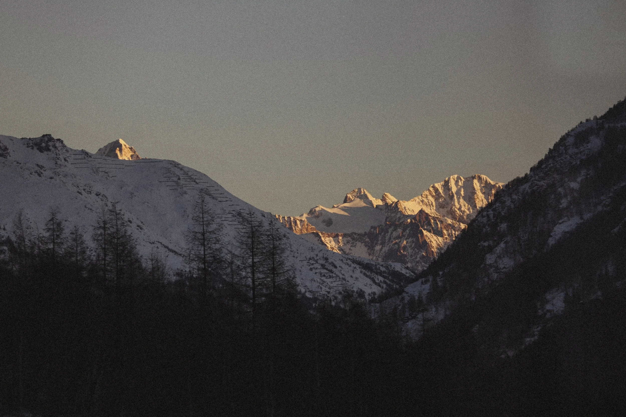 snow covered alps in switzerland
