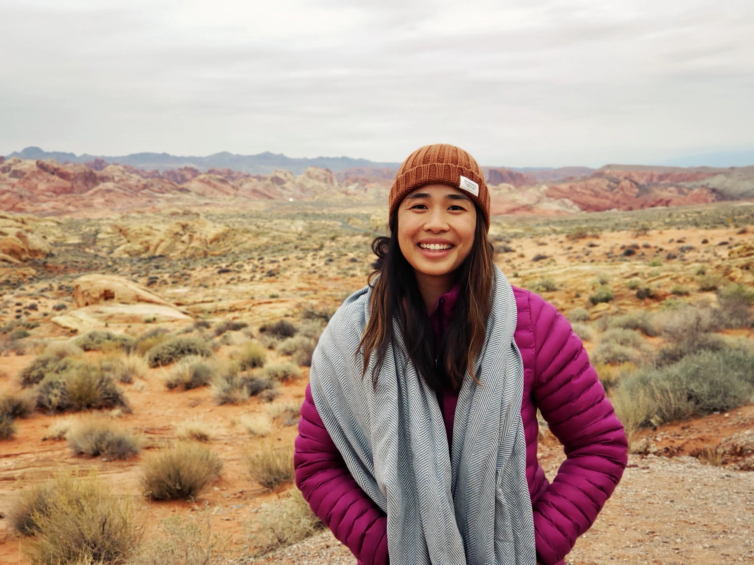 Wearing my Marmot down alternative jacket, REI beanie and HyggeLife throw here!