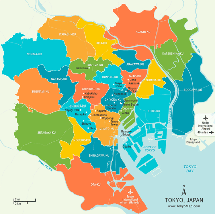 Check out the interactive map here: http://www.tokyomap.com/